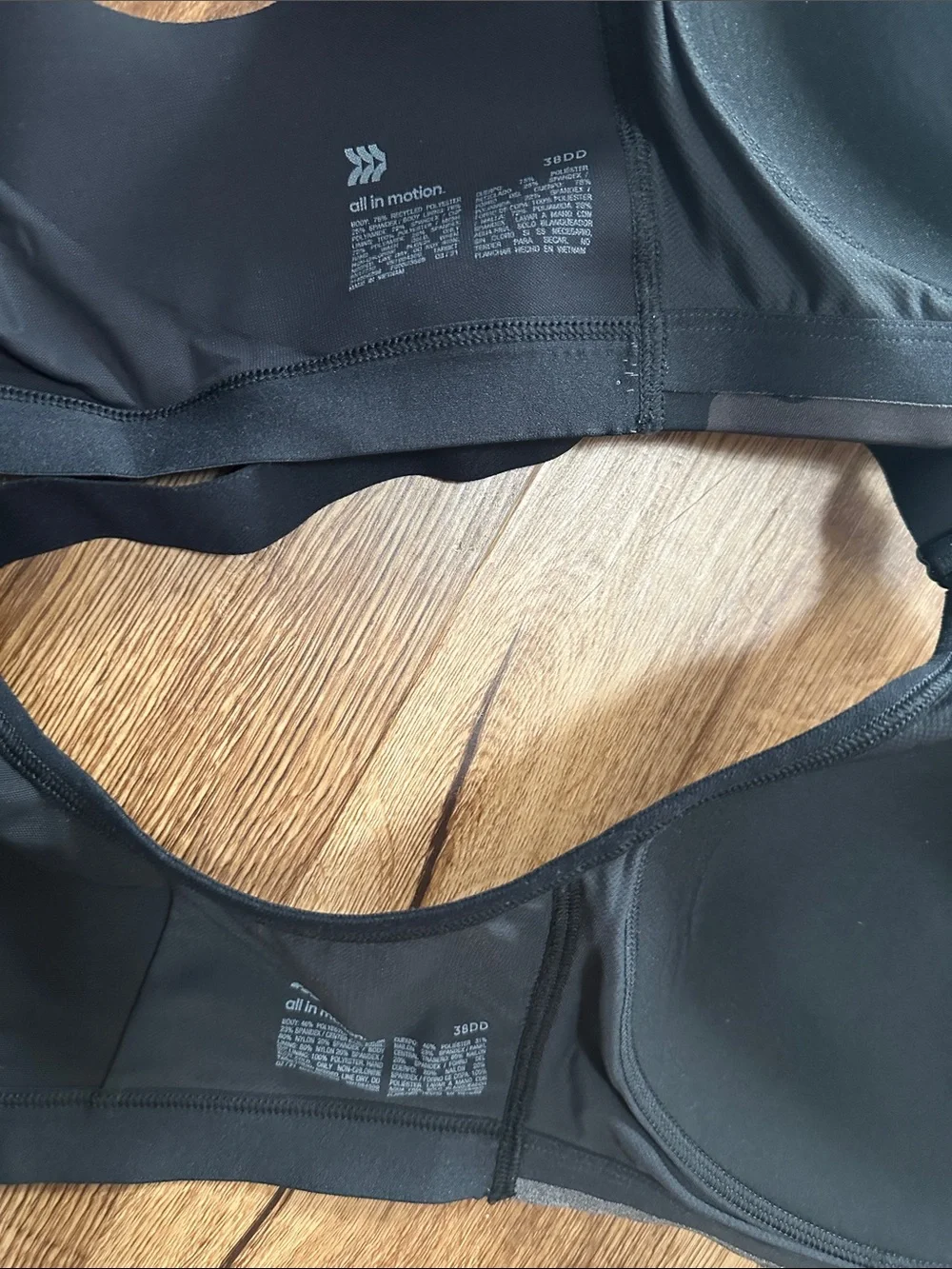 All in Motion Front-Zip Sports Bras — Gray & Black Camo, 38DD
